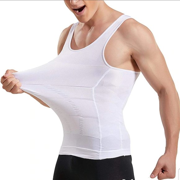 Men's Slimming Body Shaper Waist Trainer Vest Gym Tops Belly Compression Shirt - Picture 4 of 9